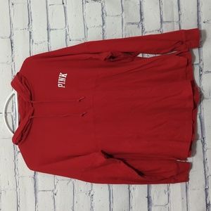 PINK Victoria's Secret Hoodie Red T Pullover T Shirt Women's Size Small